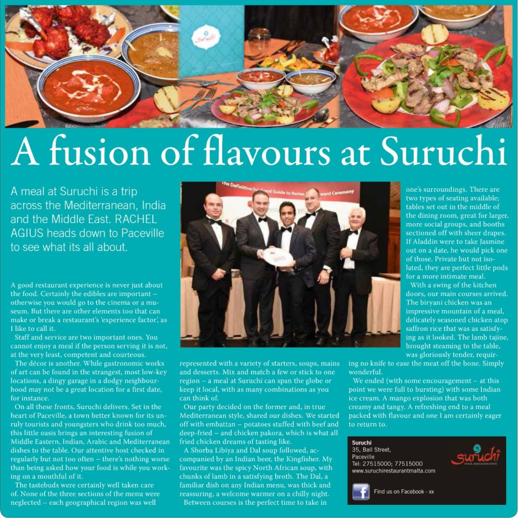 SURUCHI -Gourmet Magazine Malta 2015-